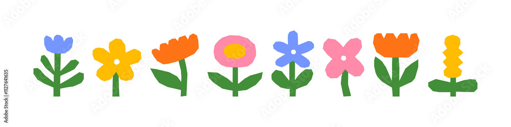 Abstract colorful flower drawing illustration set. Funny children art style floral doodle cartoon collection, hand drawn basic nature shapes on isolated background.
Abstract colorful flower drawing illustration set. Funny children art style floral doodle cartoon collection, hand drawn basic nature shapes on isolated background.