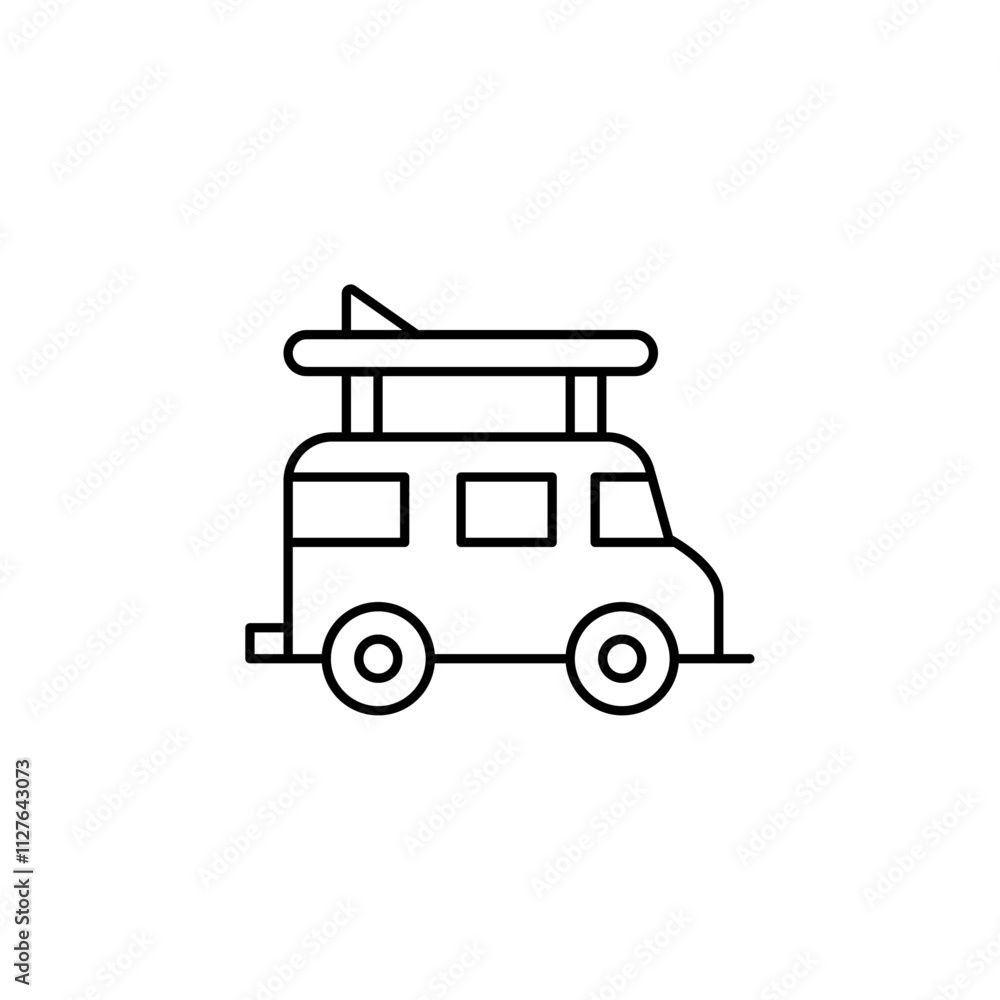 Campervan icon line art vector Campervan icon line art vector