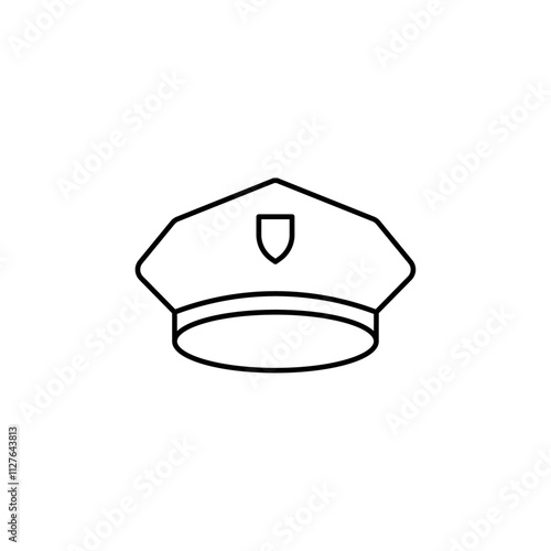 Police officer cap icon line art vector