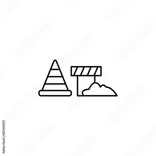road construction line art vector