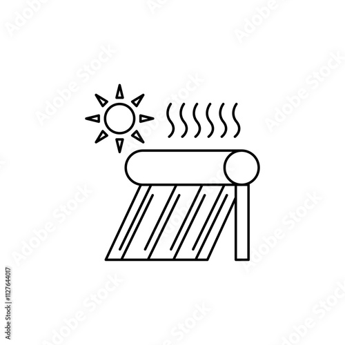 solar water heater icon line art vector