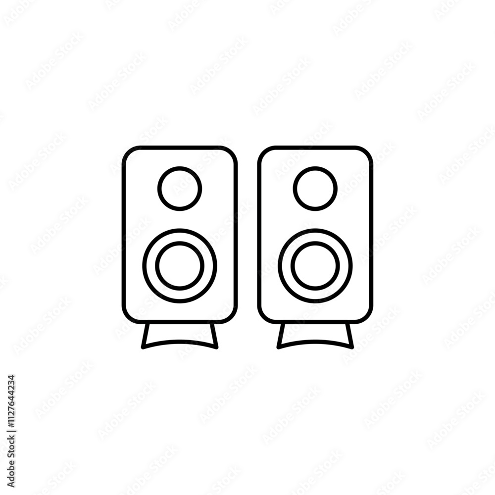 Two Stereo Speakers icon line art vector Two Stereo Speakers icon line art vector