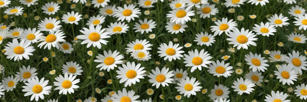 Vibrant wild chamomile and oxeye daisy meadow pattern, meadow, vibrant Vibrant wild chamomile and oxeye daisy meadow pattern, meadow, vibrant
