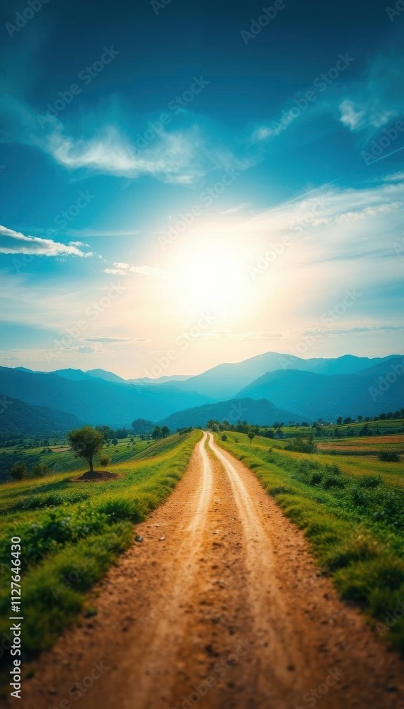 Fototapeta premium a close up of a dirt road with a sky background