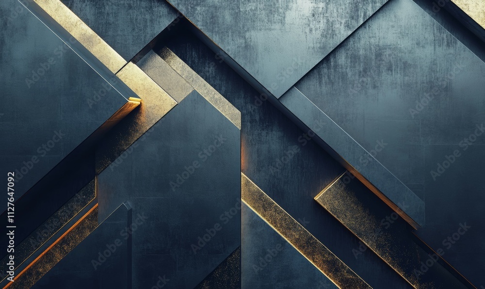 Fototapeta premium stylish background with geometric patterns, metallic textures, and dark color palette modern elegance