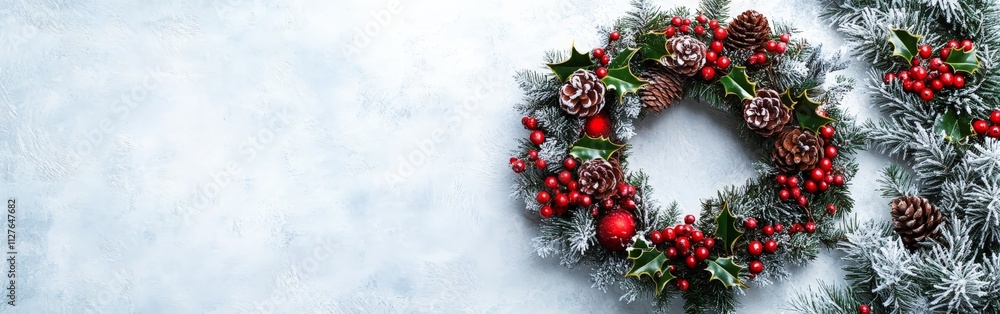 Watercolor Christmas frame with holly berries and pine Watercolor Christmas frame with holly berries and pine