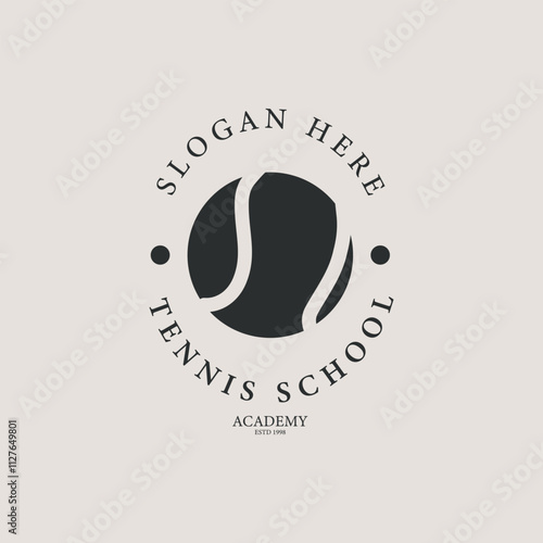 tennis school logo vector vintage illustration design. tennis ball logo sign and symbol