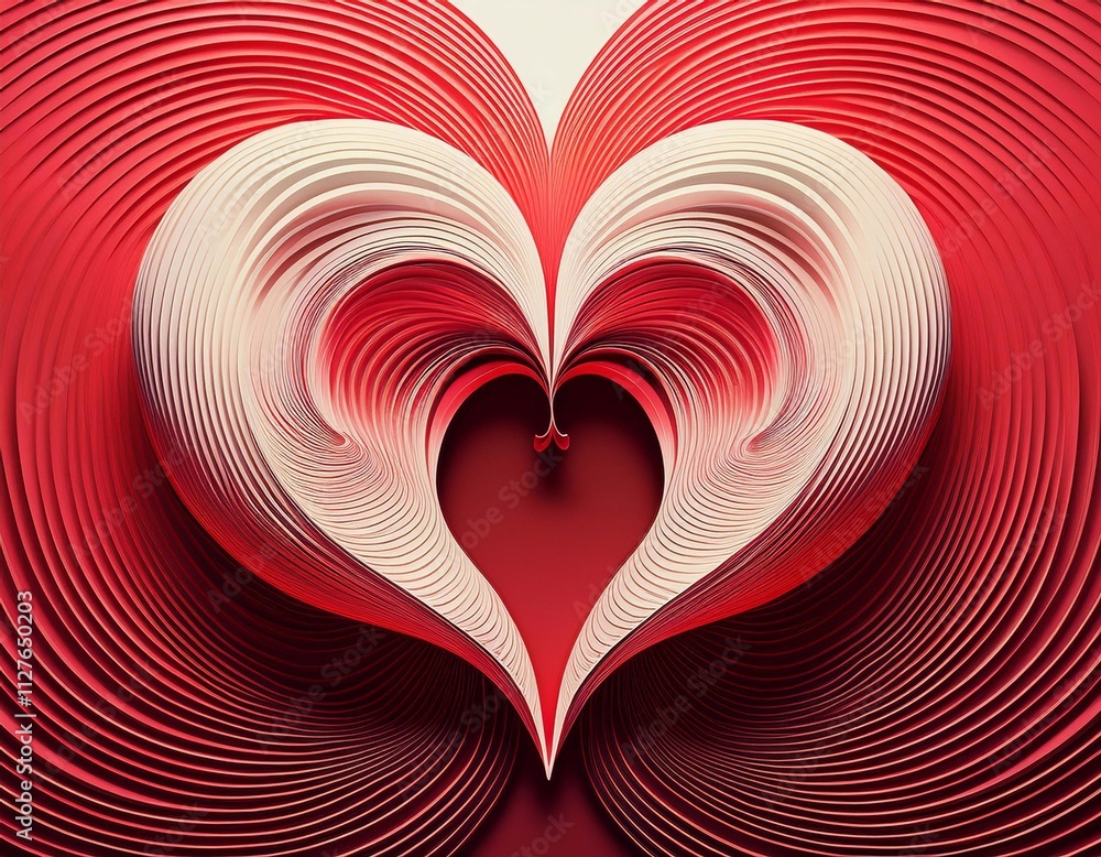 Valentine's Day, An open book with a glowing red heart symbol in the center representing love and romance in a dark background Valentine's Day, An open book with a glowing red heart symbol in the center representing love and romance in a dark background