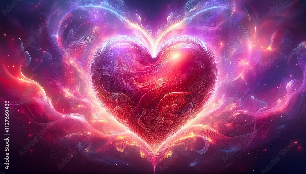 St Patrick’s Day, A glowing, translucent heart floats in a swirling mist of pink and red St Patrick’s Day, A glowing, translucent heart floats in a swirling mist of pink and red