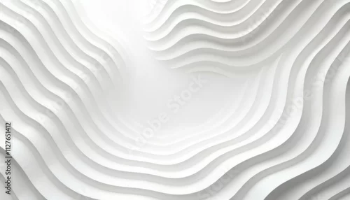 Panel kuchenny z motywem Abstract white paper cut background with wavy lines. Modern design with 3D papercut texture. Suitable for banner poster wallpaper. Minimalist style. Stylish, sophisticated. Creates serene atmosphere