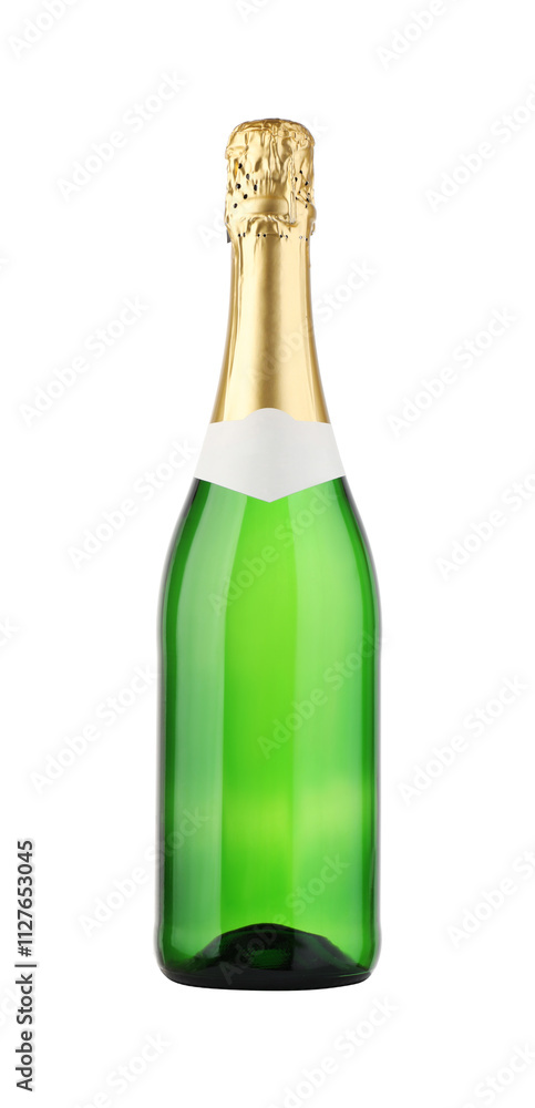 One bottle of champagne isolated on white One bottle of champagne isolated on white