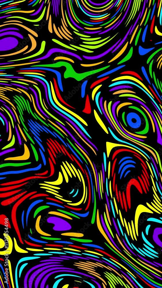 Abstract liquid patterns, fluid shapes , retro psychedelic style, seamless loop, wallpaper, vertical background Abstract liquid patterns, fluid shapes , retro psychedelic style, seamless loop, wallpaper, vertical background