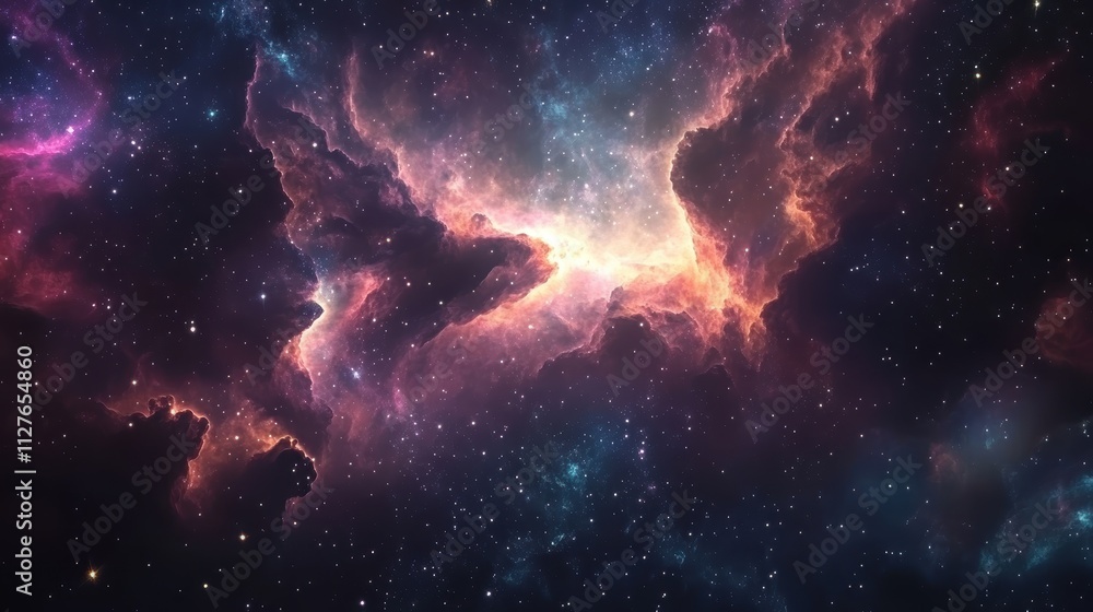 Fototapeta premium Cosmic Nebula Stellar Cloudscape Glowing Starscape