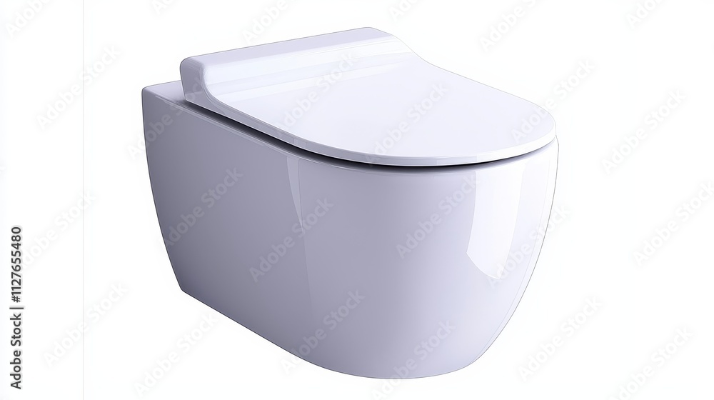Modern, clean white toilet bowl, ceramic with a slight shine, centered on white background, ideal for ad placements Modern, clean white toilet bowl, ceramic with a slight shine, centered on white background, ideal for ad placements