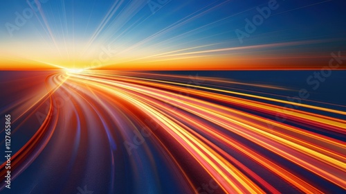 Capture dynamic light trails from speeding cars on the highway at night, showcasing vibrant colors and movement.