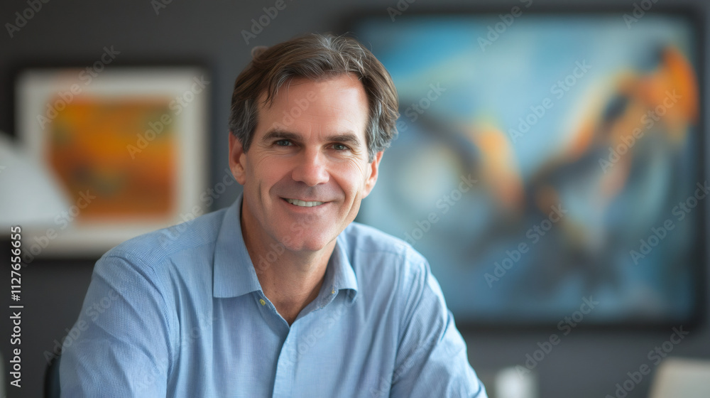 Confident businessman exudes professionalism and success in a modern office environment, captured in a portrait Confident businessman exudes professionalism and success in a modern office environment, captured in a portrait