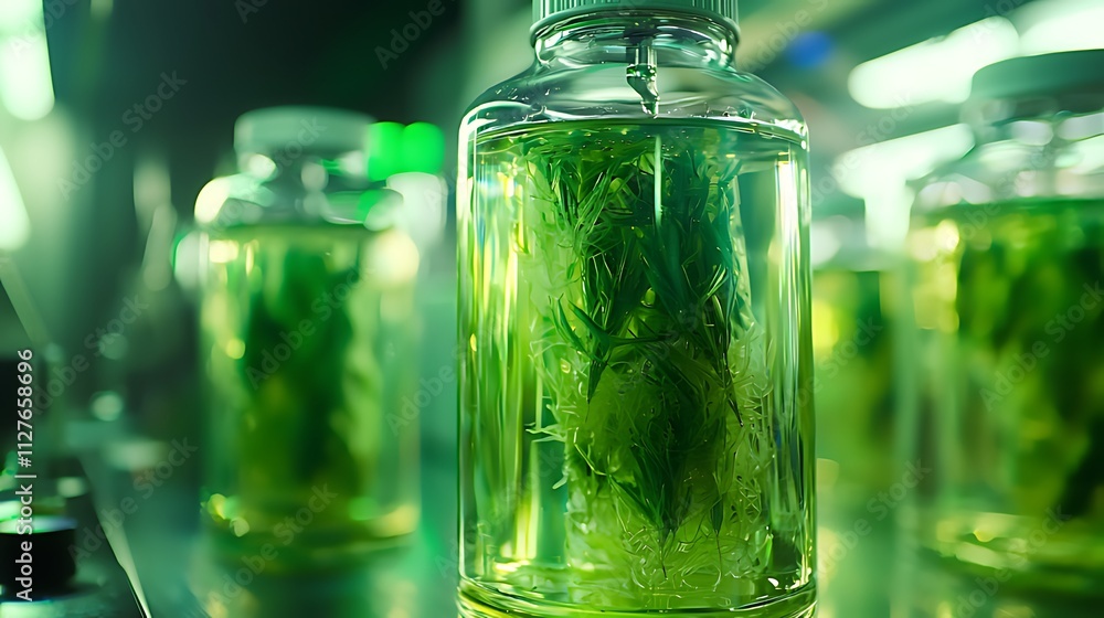 Plant tissue culture in laboratory glass bottles. Plant tissue culture in laboratory glass bottles.