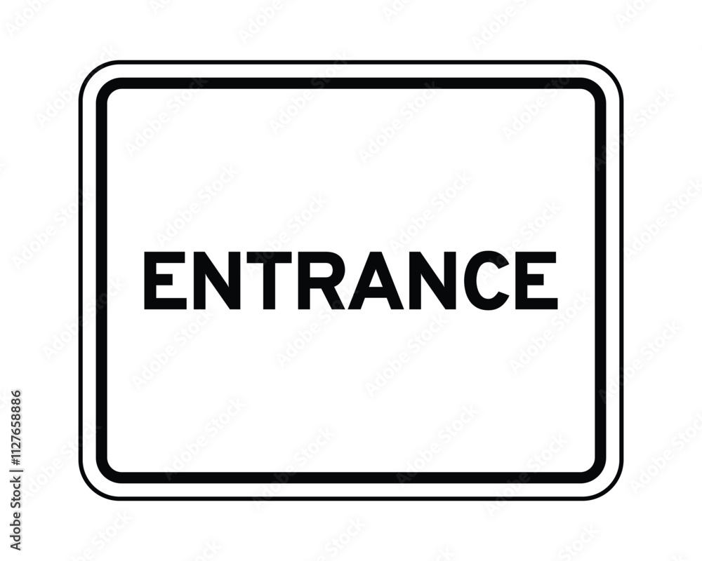 Entrance Sign Featuring Rectangular Shape with Rounded Corners and Double Border, Bold Uppercase Letters Indicating Entry Point, Available as a Vector File Entrance Sign Featuring Rectangular Shape with Rounded Corners and Double Border, Bold Uppercase Letters Indicating Entry Point, Available as a Vector File
