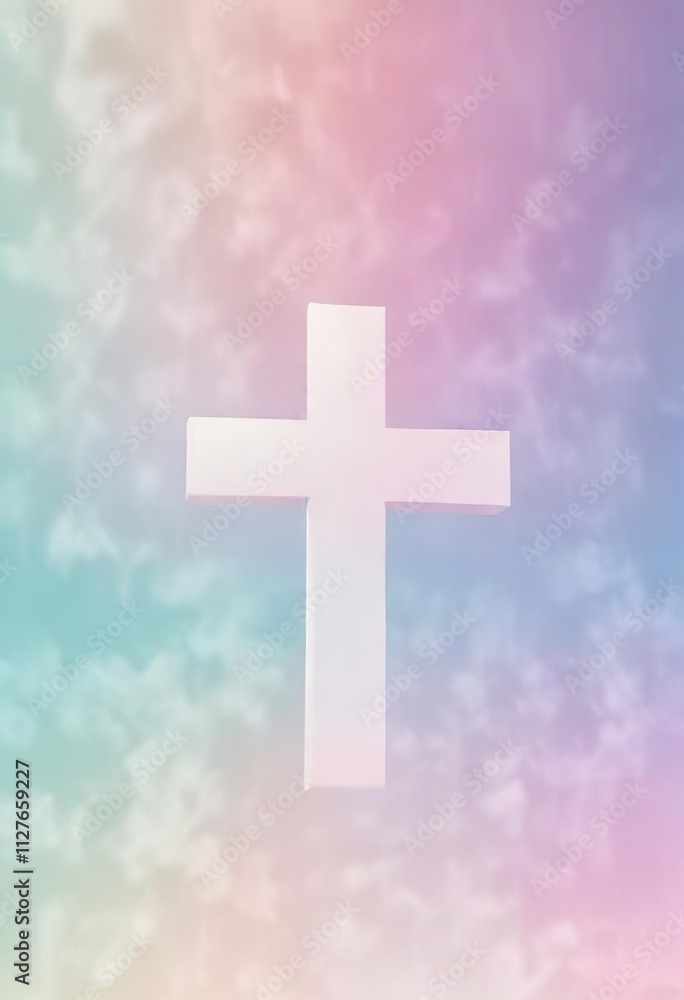 Obraz premium Soothing pastel gradient with white cross pattern, textured, harmony