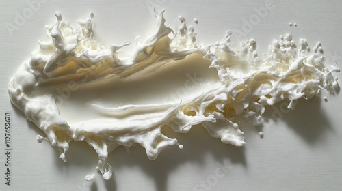 Creamy white liquid splash on white background. photo