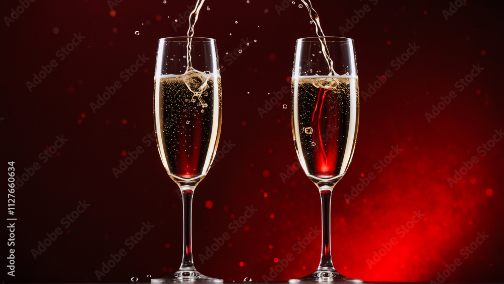 Happy New Year background , Burning sparkler with bokeh, light background , champagne, glasses Happy New Year background , Burning sparkler with bokeh, light background , champagne, glasses