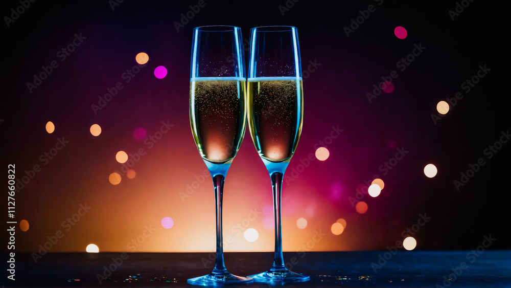 Happy New Year background , Burning sparkler with bokeh, light background , champagne, glasses Happy New Year background , Burning sparkler with bokeh, light background , champagne, glasses
