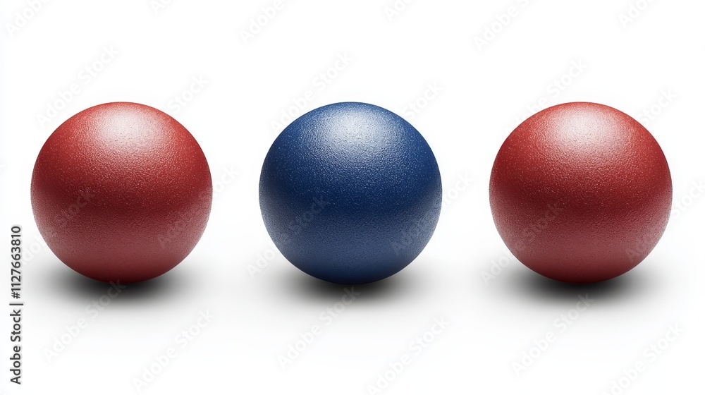 Trio of children's rubber balls, close-up, vibrant primary colors, sleek texture, isolated on clean white, playful and educational theme Trio of children's rubber balls, close-up, vibrant primary colors, sleek texture, isolated on clean white, playful and educational theme