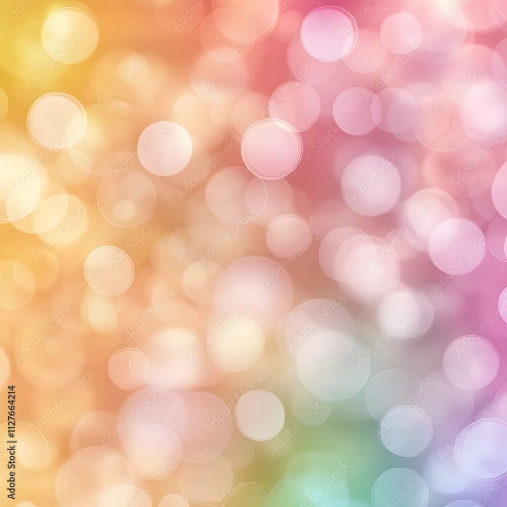Vibrant rainbow bokeh overlay with soft glowing circles creating dreamy effect Vibrant rainbow bokeh overlay with soft glowing circles creating dreamy effect