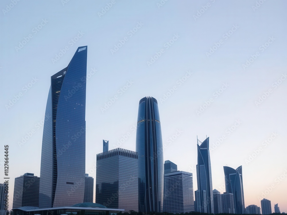 Fototapeta premium Modern high end architecture project evolution showing futuristic skyscrapers evolving over time, evolution, project, skyscrapers