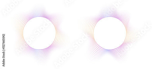 Obraz na płótnie Round sound wave frames, circular lines pattern, radial curvy shapes, geometric concentric design. Vector illustration. w salonie