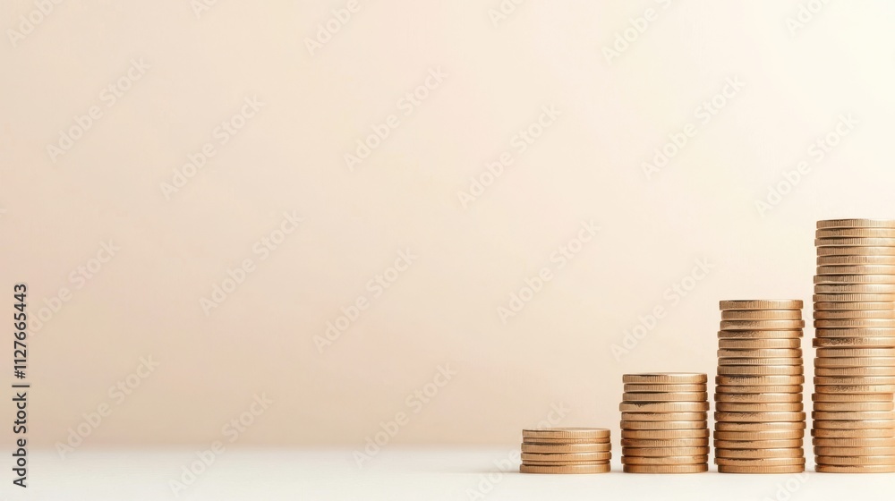 A close-up of stacked coins on a light background, representing financial growth and investment, Ideal for use in finance-related content, business presentations, or educational materials, A close-up of stacked coins on a light background, representing financial growth and investment, Ideal for use in finance-related content, business presentations, or educational materials,