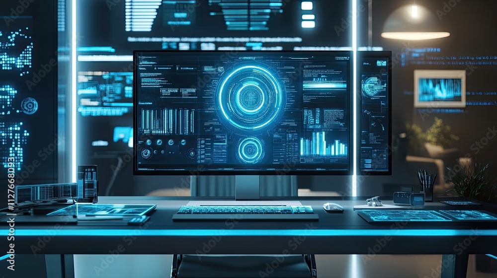 High-tech digital planning tools displayed on a sleek modern desk High-tech digital planning tools displayed on a sleek modern desk