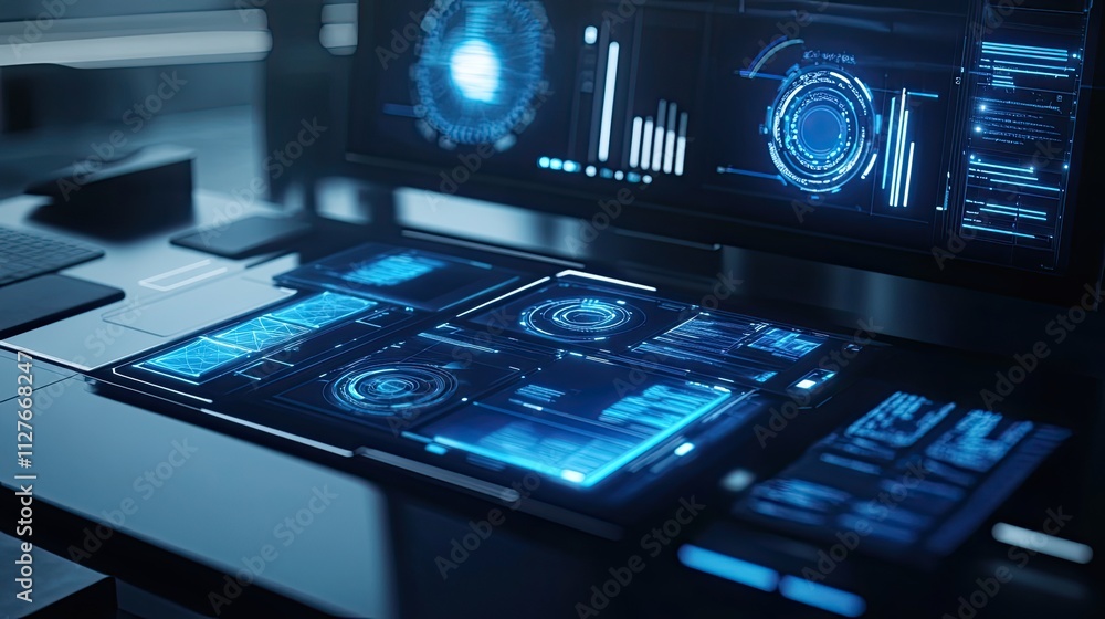 Fototapeta premium High-tech digital planning tools displayed on a sleek modern desk