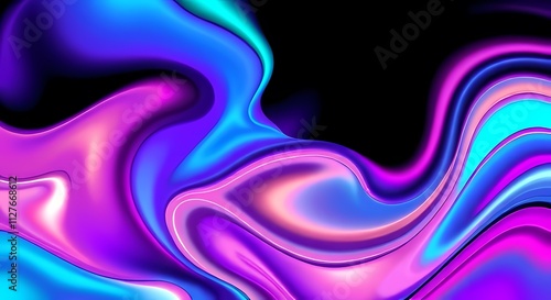 Fluid movement and bold color gradients in mesmerizing holographic shapes showing endless loop repeatability photo