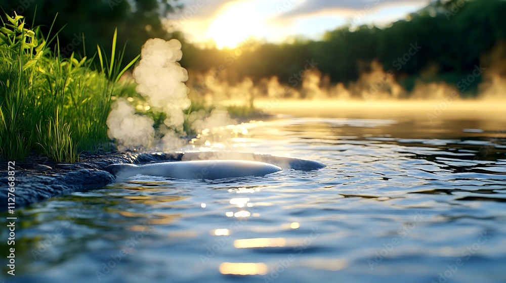 Sunrise Steam River Water Nature Sunrise Steam River Water Nature
