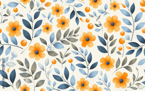 Retro style floral texture art background
