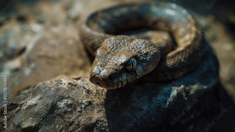 Close-up of a Snake on a Rock Close-up of a Snake on a Rock