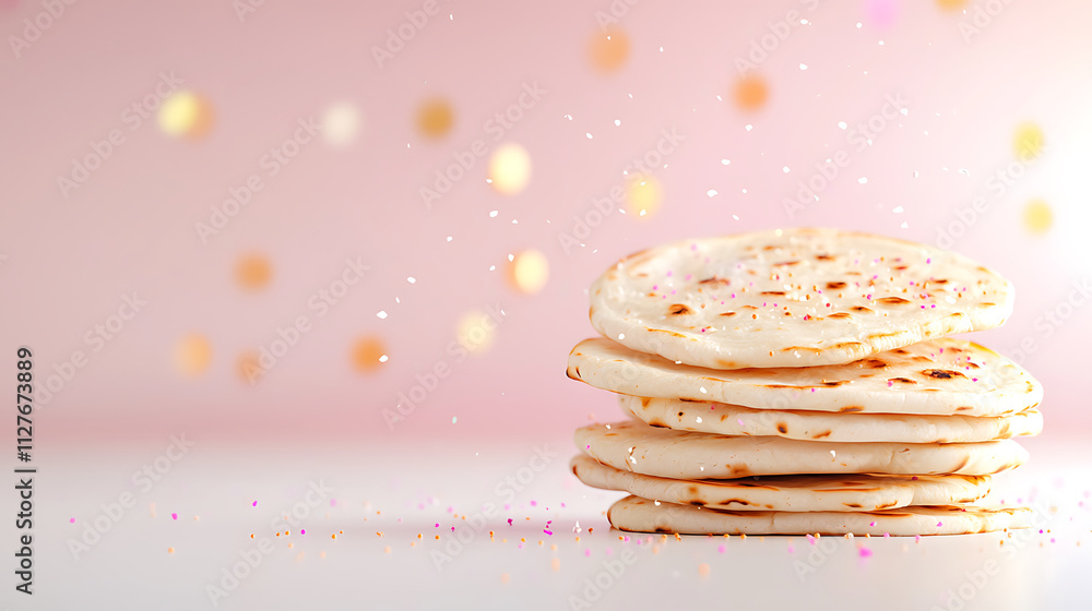 custom made wallpaper toronto digitalFreshly baked naan bread stacked with festive background, perfect for any occasion