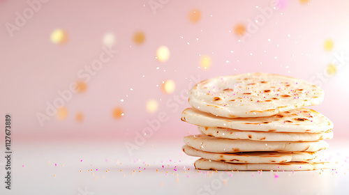 Wallpaper Mural Freshly baked naan bread stacked with festive background, perfect for any occasion Torontodigital.ca