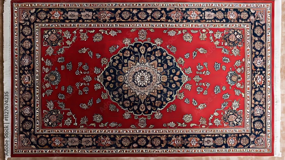Ornate Red Carpet With Intricate Floral Design Ornate Red Carpet With Intricate Floral Design