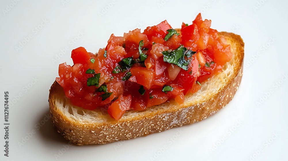 Delicious Italian bruschetta topped with fresh tomatoes and herbs Delicious Italian bruschetta topped with fresh tomatoes and herbs