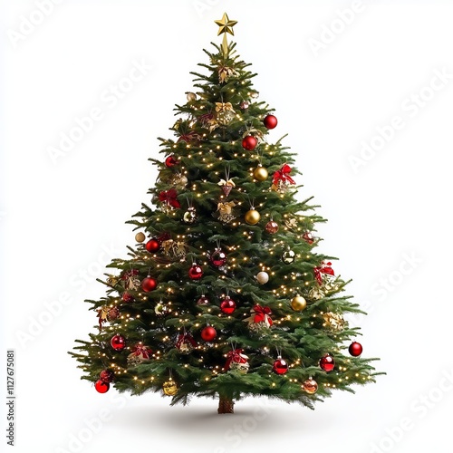 christmas tree isolated on white - Generative AI