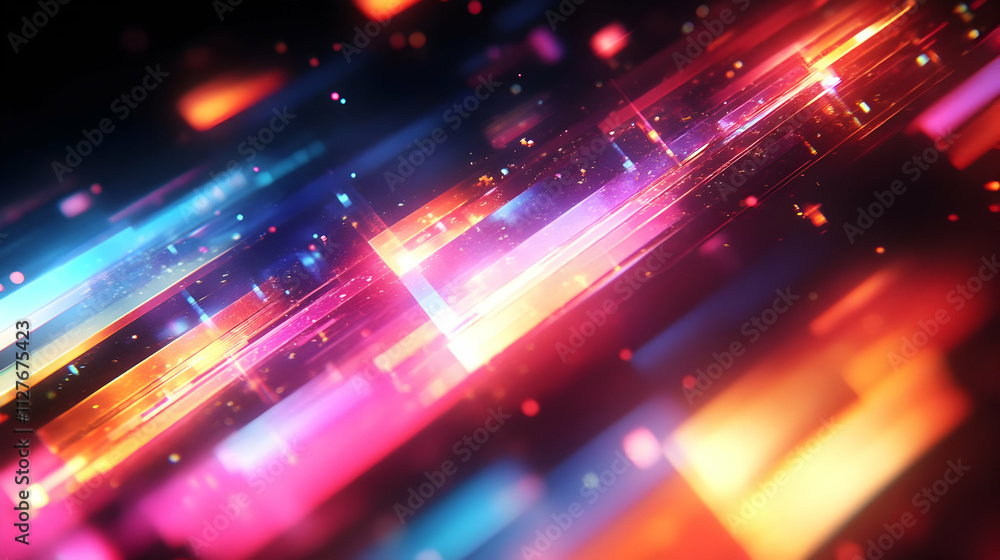 Vibrant Light Streaks Burst Across Dark Space, Creating Abstract Neon Artwork Vibrant Light Streaks Burst Across Dark Space, Creating Abstract Neon Artwork