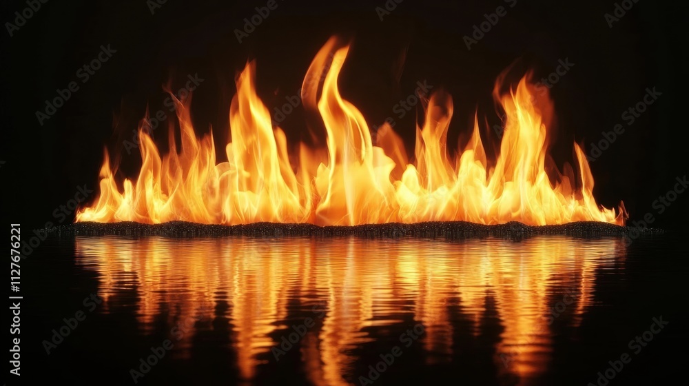 Fire Reflection on Water