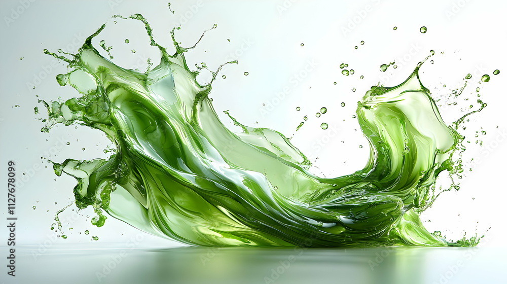 Green Liquid Splashing Dynamically, Abstract Art Green Liquid Splashing Dynamically, Abstract Art