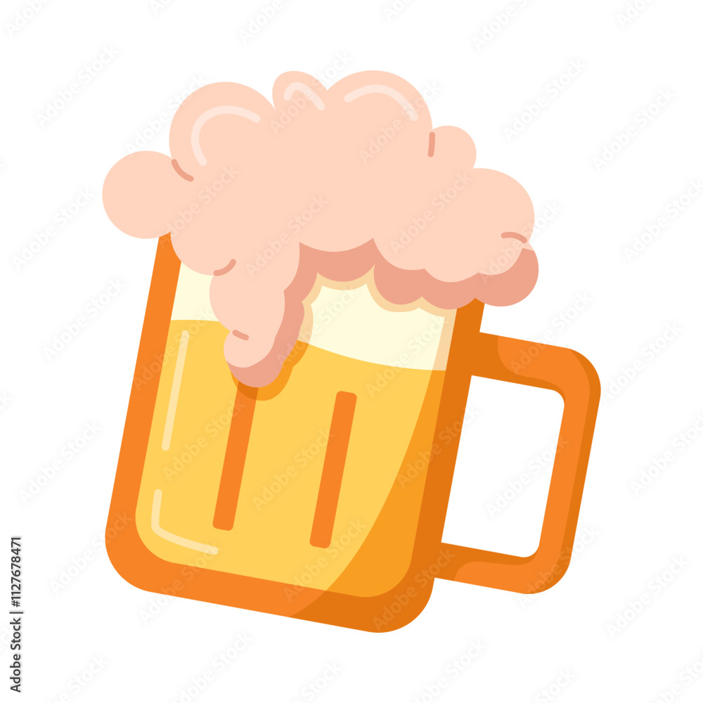 Flat Beer Mug Style Illustration Flat Beer Mug Style Illustration