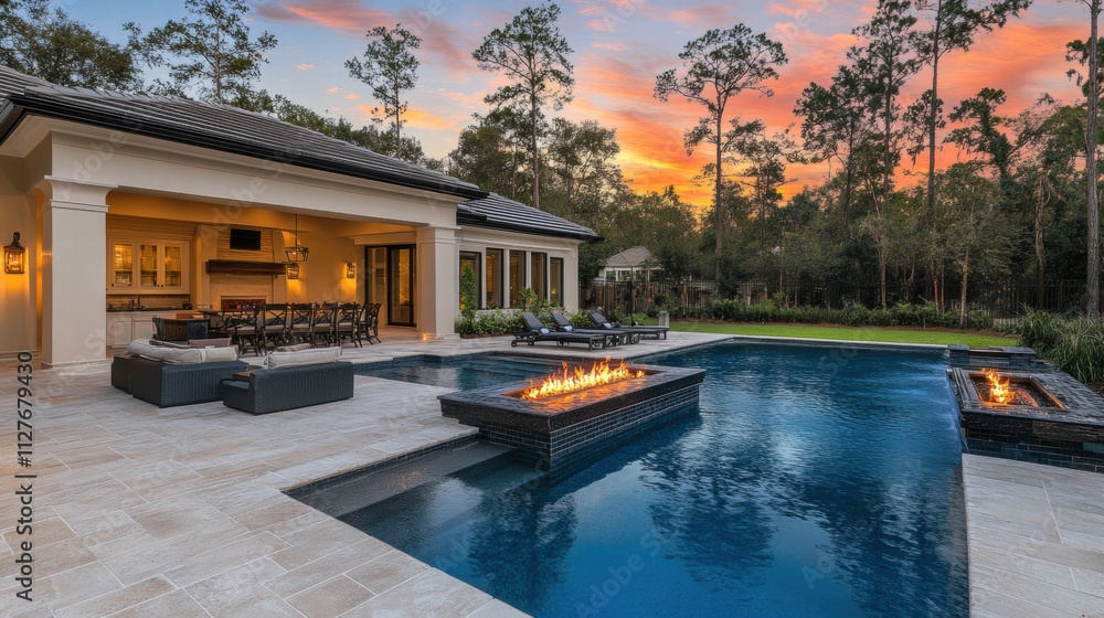 Luxury Backyard Oasis at Sunset Luxury Backyard Oasis at Sunset