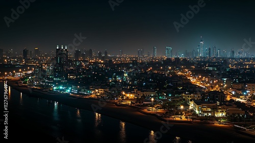 Wallpaper Mural Nighttime Cityscape Illuminating Coastal Buildings And Skyline Torontodigital.ca