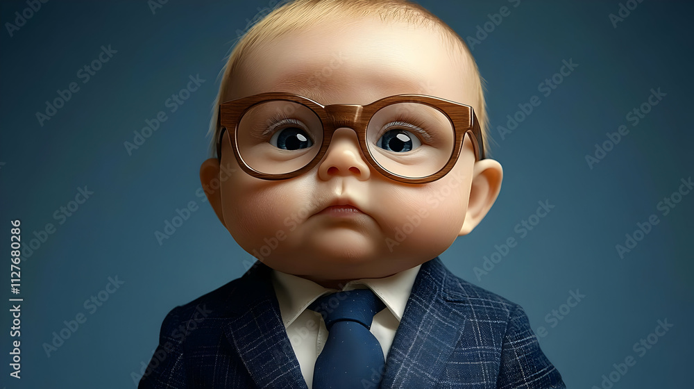 Adorable Baby in Suit & Glasses: A Cute Image Adorable Baby in Suit & Glasses: A Cute Image