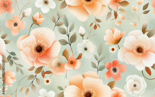 Retro style floral texture art background

